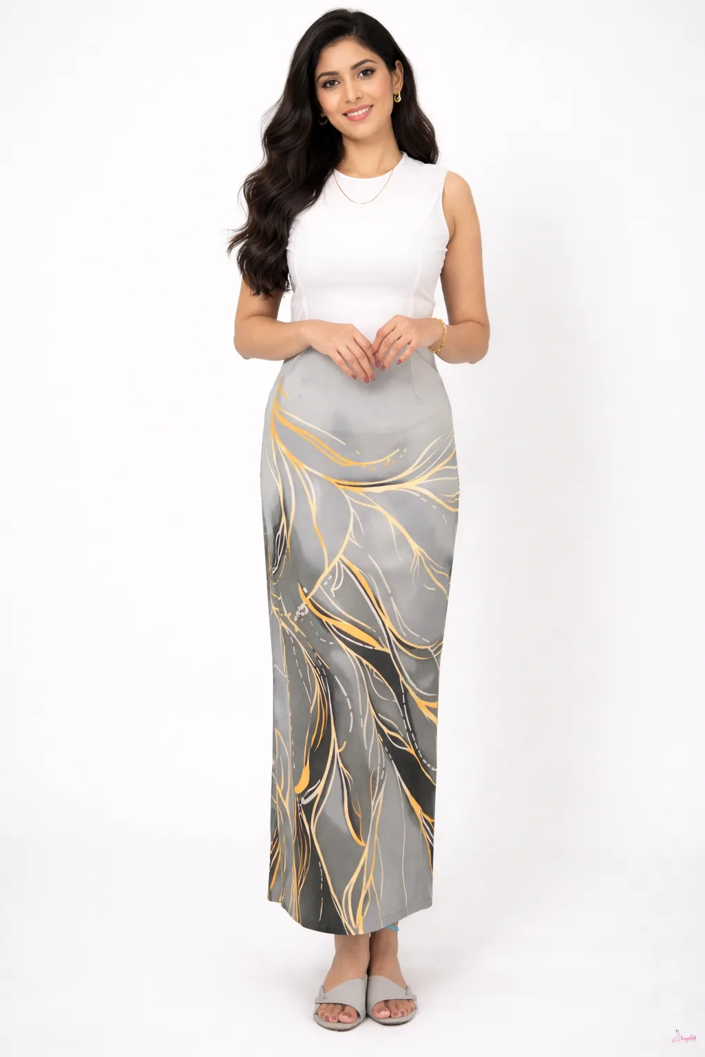 Silver & Black Aura Maxi Dress