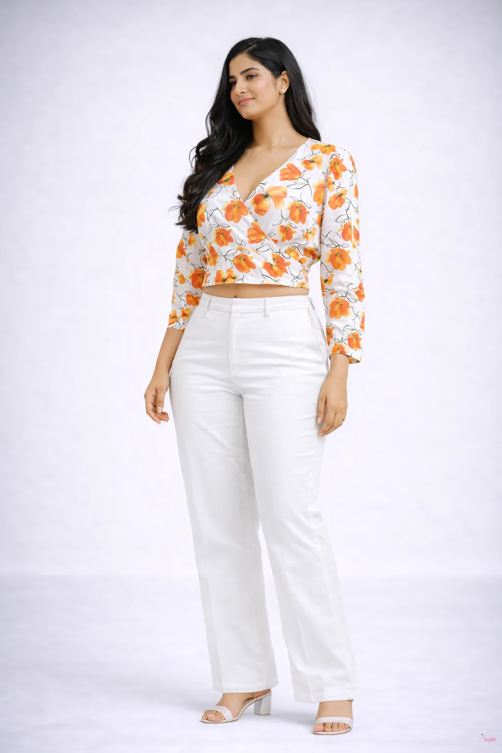 Solara Bloom Wrap Orange Blouse