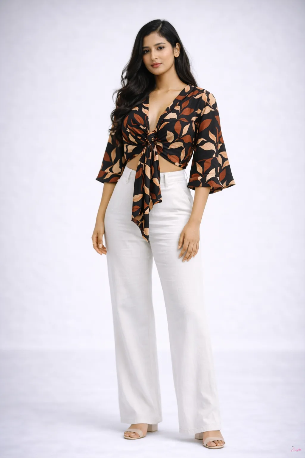 Azure Bloom Tie-Front Co-Ord
